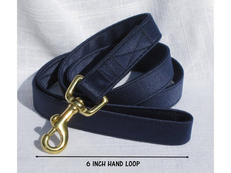 Dog Wedding LeashNavy Satin Dog LeashDog TuxedoDog Wedding LeashDog Ring BearerWedding Dog AttireDog WeddingBlue Dog Leash image 3