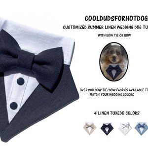 Summer Linen Dog Wedding Tuxedo Bandana~Wedding Dog Attire~Dog Ring Bearer~Dog Tux~Engagement Photo Prop~Best Dog Tuxedo
