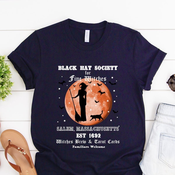 Black Hat Society for Fine Witches Shirt | Halloween Witches  Tee | Witch T-shirt | Unisex Jersey Short Sleeve Tee