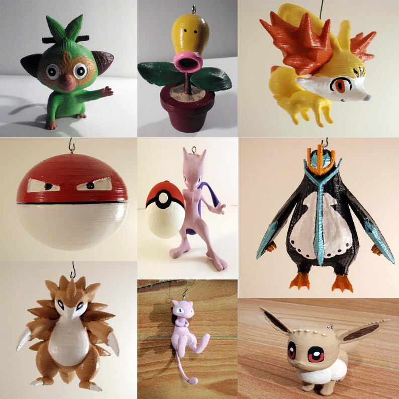 Large Pokemon Christmas Tree Ornaments Hand Painted Etsy