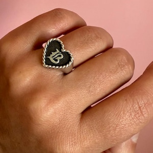 Heart Signet Ring with Custom Initial