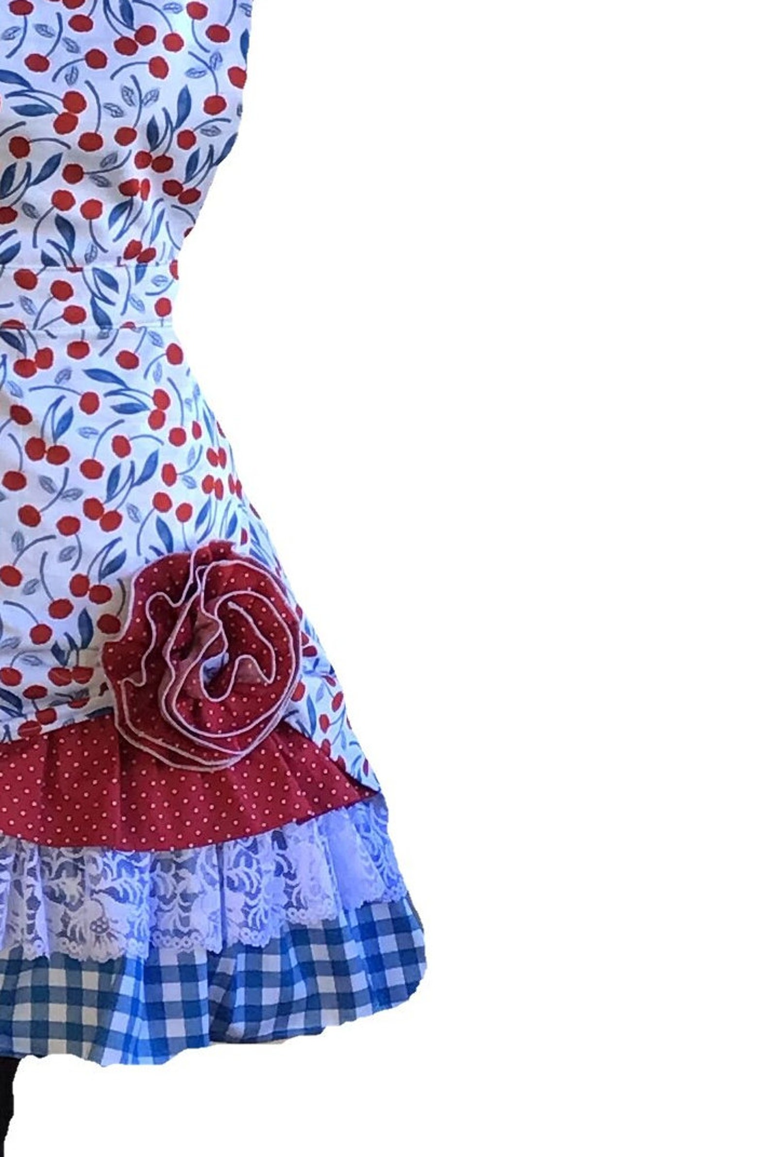 Beautiful Women Apron in Retro Cherry Print Farmhouse Kitchen | Etsy