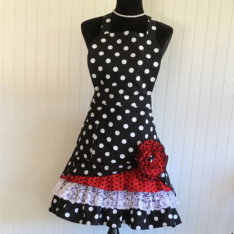 Cute Flirty Apron Flirty Polka Dot Apron Retro Apron Apron Etsy