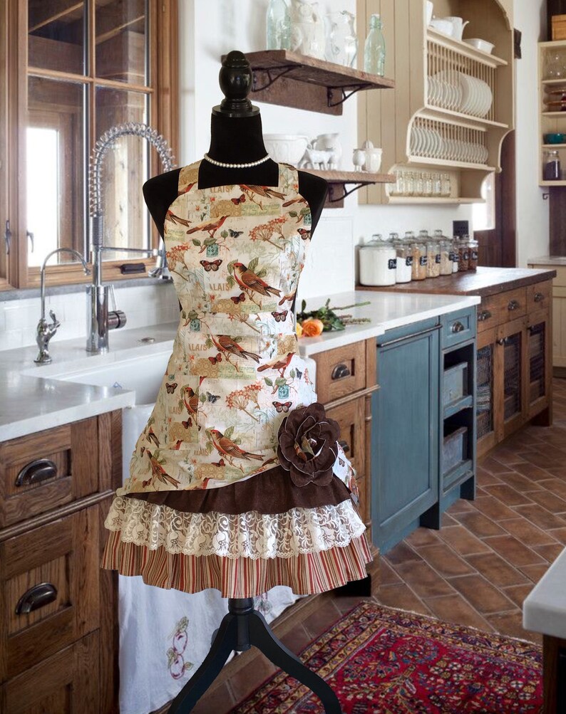 Aprons for women Retro Apron Aprons with Pockets Lace Etsy