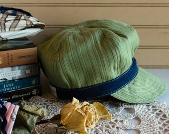 Denim and Plaid Baker Boy Hat for Women, Reversible Newsboy Hat, Captains Hat for Women