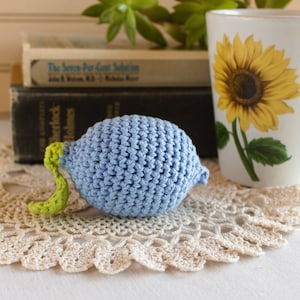 Lemon Stress Ball, Blue Fidget Toy, Anxiety Relief Gift, Crochet Sensory Toys