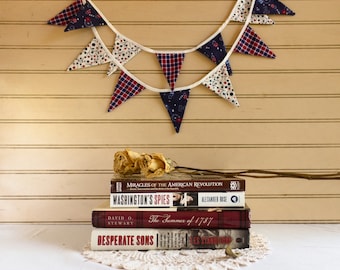 Patriotic Bunting Banner: Mini Farmhouse Cottage Style Decor