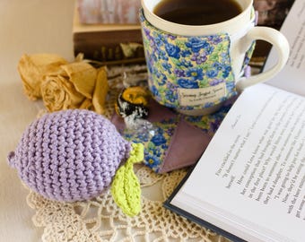 Cozy Tea & Coffee Gift Set: Mug Cozy, Coaster, Stress Lemon