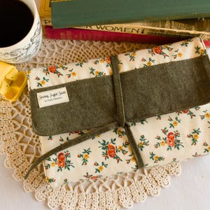 Quilted Book Cover | Bookish Accessories | Cozy wildflower Book Protector for Readers