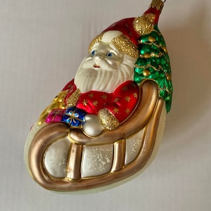 Vintage XL Blown Glass Christmas Ornament Santa, Germany