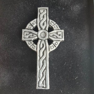 Vintage St Justin Celtic Pewter Pin Brooch Handcrafted With Box