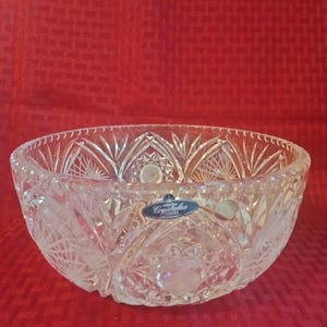 Vintage Bohemia Czech crystal Serving Bowl Unused