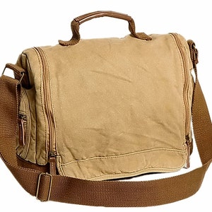 Vagarant Traveler 14.5 in. Washed Canvas Leisure Messenger Bag C32 Canvas Bag Canvas Shoulder Bag with Handle Canvas Tote Bag