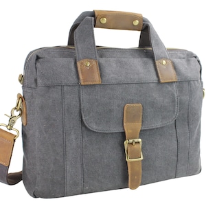 15" Casual Canvas Laptop Messenger Bag with 14.3 in. Laptop Compartment CM21 with Free Customize Engrave Letters or Initials Service