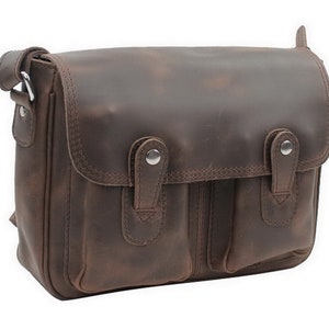 Vagarant Traveler Full Grain Leather 12.5" Oil Tanned Cowhide Leather Satchel L80 - Engrave Service