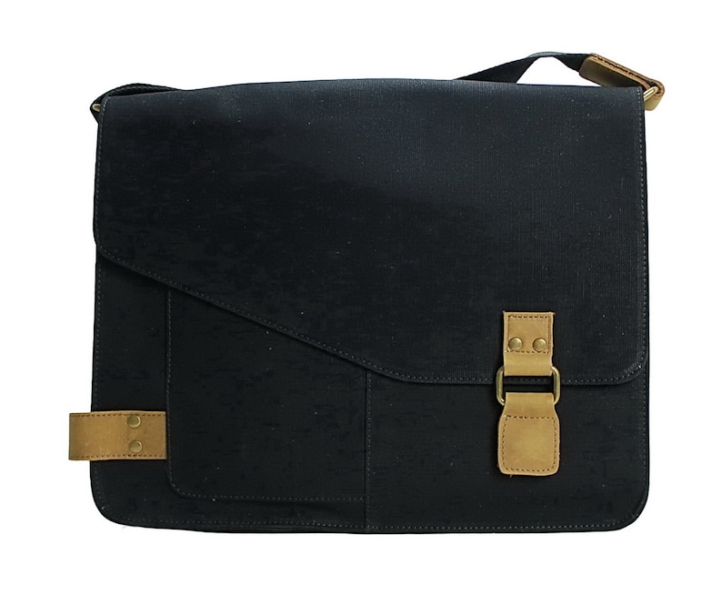 14.5 in Slim Casual Canvas Laptop Messenger Bag Fit 13 in. Laptop Computer Bag Shoulder Bag Men Bag Women Bag Bag CM87 - Free Engrave Black