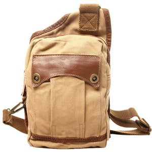 Vagarant Traveler 9 in Canvas Small Satchel Bag Stylish Shoulder Bag Chest Pack Chest Bag C81 - Free Engrave