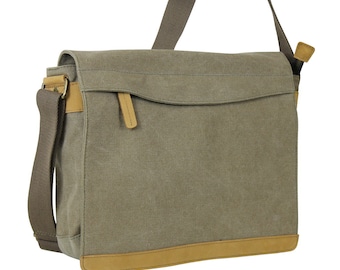 Vagarant Traveler 14 in Slim Canvas Messenger Bag Shoulder Bag Cross-body Bag CM13  - Engrave Service