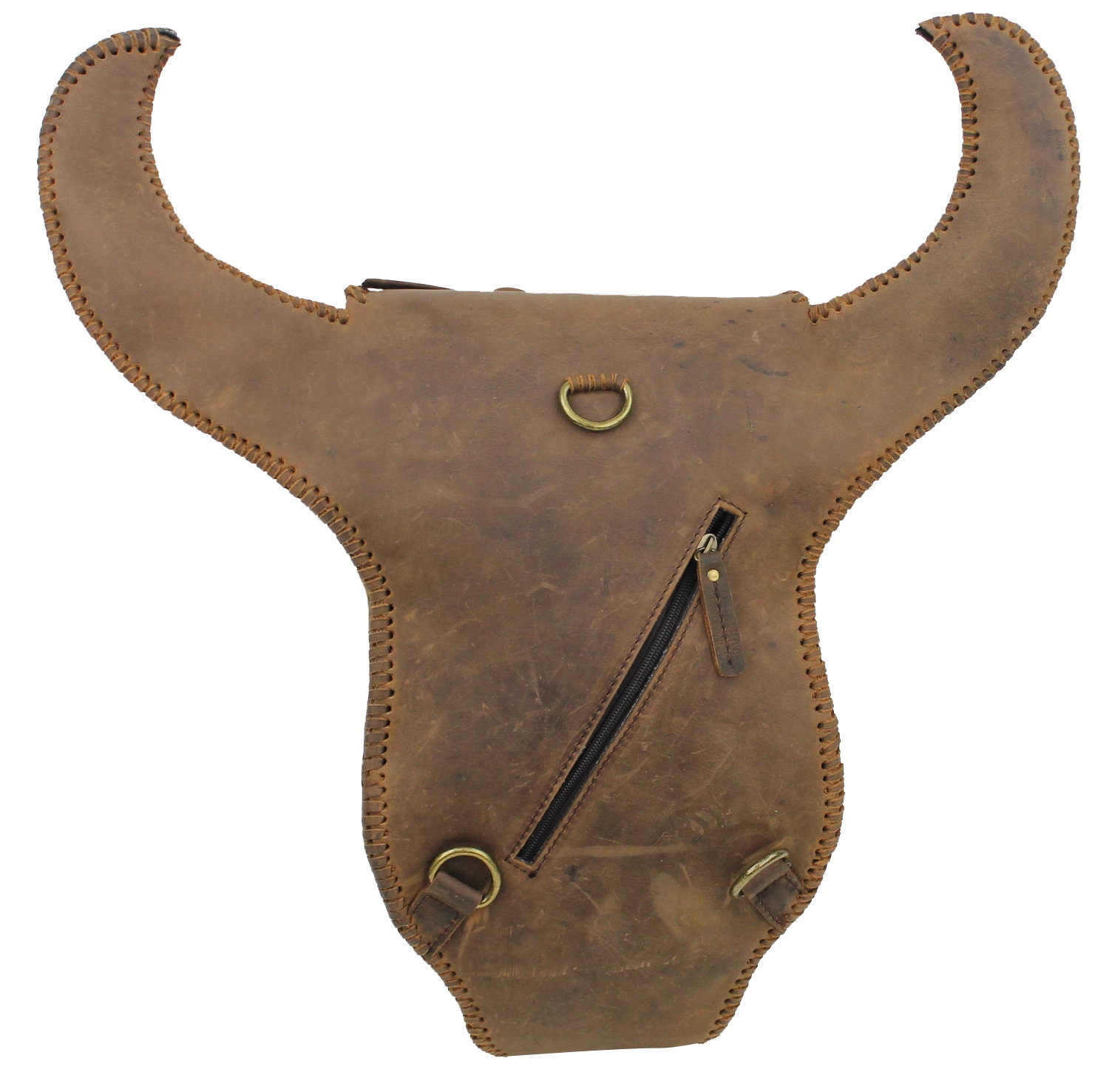 Handmade Bull head leather backpack Hereford Bull Backpack – Cowkid Clothing Company main image 2