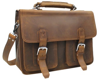 Super Large Size 20 in  Full Leather Briefcase Leather Laptop Bag Leather Computer Bag Leathe Men Bag 20&quot; Size Bag LB08 - Engrave Option