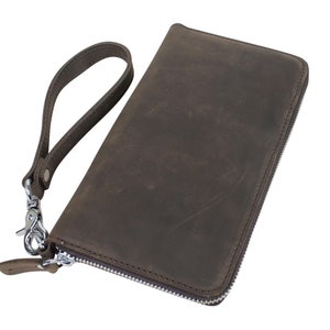 Vagarant Traveler Full Grain Leather Unisex Large Full Grain Leather Clutch Holder B153 - Servicio de grabado