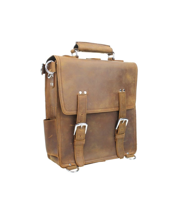 Heavy duty outlet leather backpack