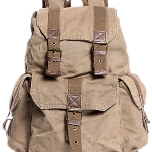 Vagarant Traveler 20 Large Sport Canvas Bag Canvas Backpack Traveler Backpack Washed Canvas Backpack C04 Engrave Khaki