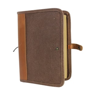 Vagarant Traveler Vintage Leather and Waxed Canvas Combination Journal Book B249 - Engrave