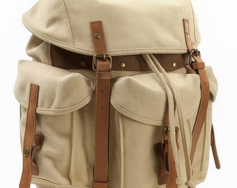 16 in Sport Canvas Backpack Rucksack 3 Large Pockets Stylish Bag C02 Free Engrave