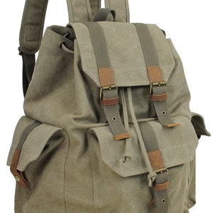 Vagarant Traveler 20 Large Sport Canvas Bag Canvas Backpack Traveler Backpack Washed Canvas Backpack C04 Engrave Military Green