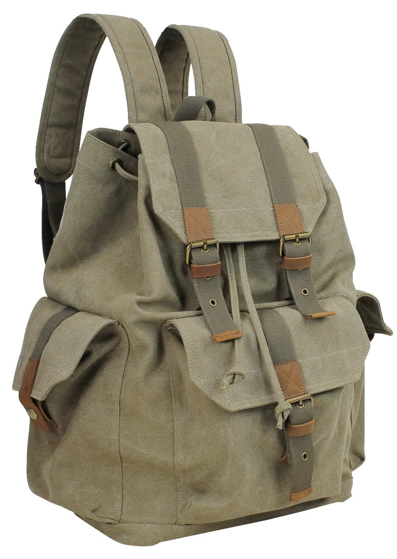 Vagarant Traveler 20 Large Sport Canvas Bag Canvas Backpack Traveler Backpack Washed Canvas Backpack C04 Engrave Military Green