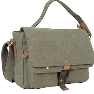 12" Casual Canvas Messenger Bag Stylish Medium  Canvas Bag C54 - Engrave