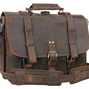 Très grand sac en cuir President 18 po. Sac pour ordinateur portable en cuir Porte-documents en cuir Sac à dos en cuir L06 Sac pour ordinateur à dos sellier Style graver