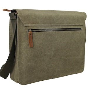 14.5 in Slim Casual Canvas Laptop Messenger Bag Fit 13 in. Laptop Computer Bag Shoulder Bag Men Bag Women Bag Bag CM87 - Free Engrave image 6