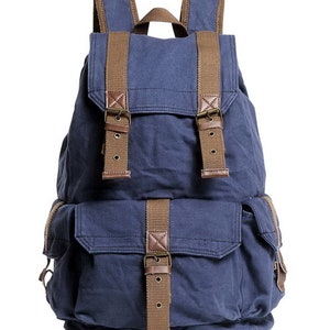 Vagarant Traveler 20 Large Sport Canvas Bag Canvas Backpack Traveler Backpack Washed Canvas Backpack C04 Engrave Blue