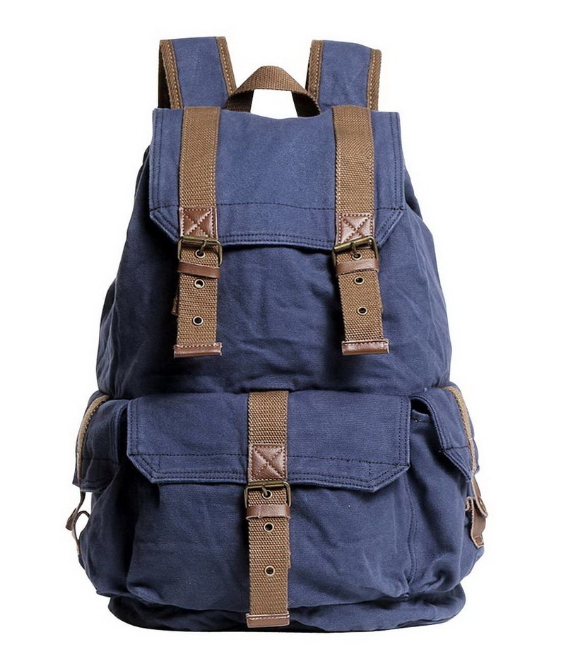 Vagarant Traveler 20 Large Sport Canvas Bag Canvas Backpack Traveler Backpack Washed Canvas Backpack C04 Engrave Blue