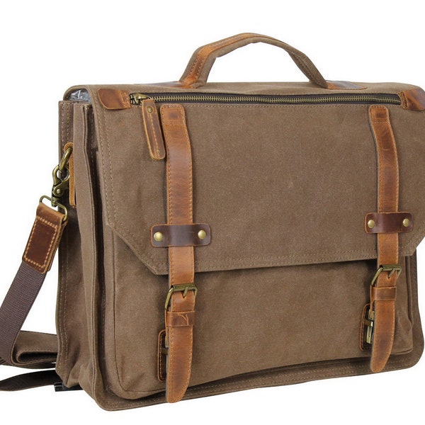 Vagarant Traveler Classic Canvas Laptop Messenger Bag CM18 - Engrave