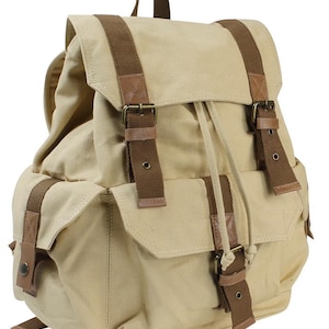 Vagarant Traveler 15 in Sport Canvas Backpack Rucksack Classic Exteral 3 Large Pockets School Backpack Bag Travel Backpack C03 Free Engrave