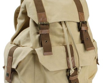 Zaino sportivo Vagarant Traveler da 15 pollici in tela, classico, con 3 grandi tasche esterne, zaino da viaggio e scuola, C03, incisione gratuita