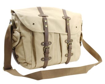 Vagarant Traveler Classic 17 in. Large Casual Canvas Messenger Shoulder Bag C55 - Engrave