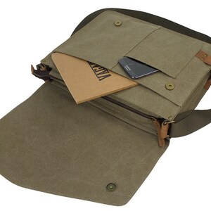 14.5 in Slim Casual Canvas Laptop Messenger Bag Fit 13 in. Laptop Computer Bag Shoulder Bag Men Bag Women Bag Bag CM87 - Free Engrave image 7