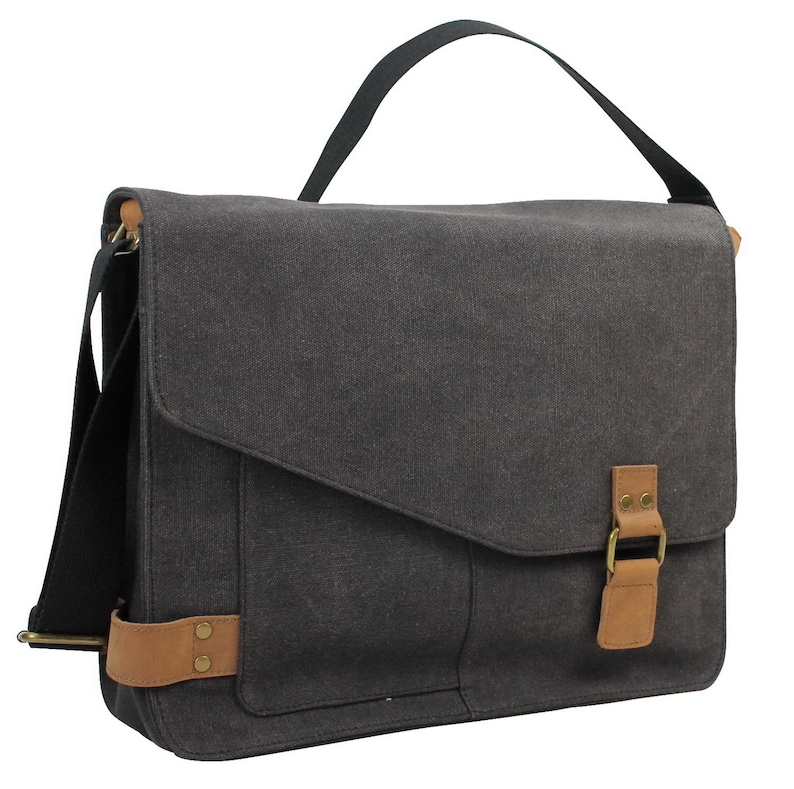 14.5 in Slim Casual Canvas Laptop Messenger Bag Fit 13 in. Laptop Computer Bag Shoulder Bag Men Bag Women Bag Bag CM87 - Free Engrave Grey