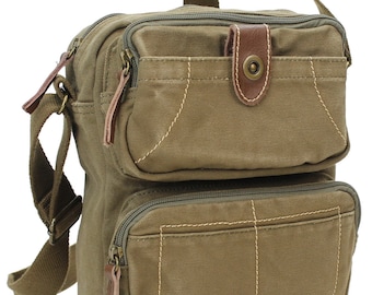 Vagarant Traveler 10 in. Washed Canvas Bag Crossbody Bag Canvas Messenger Bag Canvas Shoulder Bag Canvas Crossbody Bag C36 - Engrave