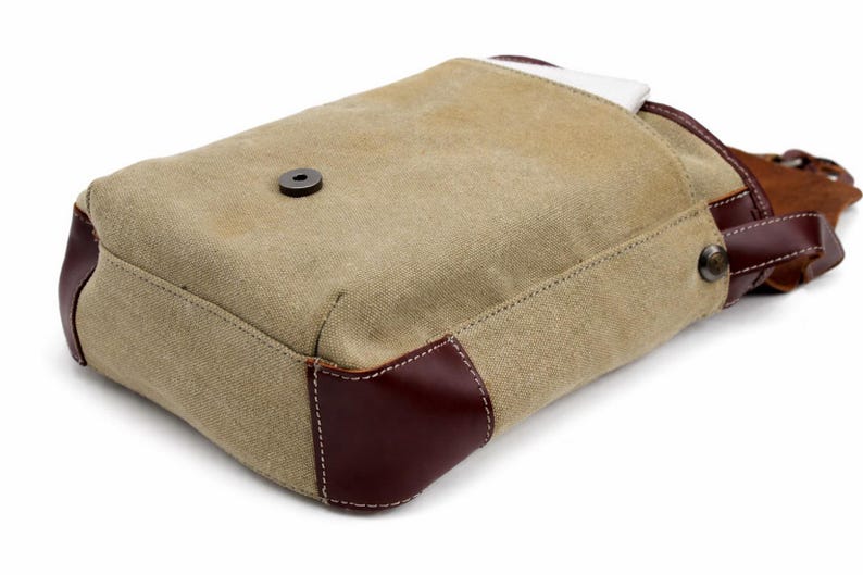 10 in Canvas Bag Stylish Satchel Bag Slim Shoulder Bag C99 - Top Layer Leather image 7