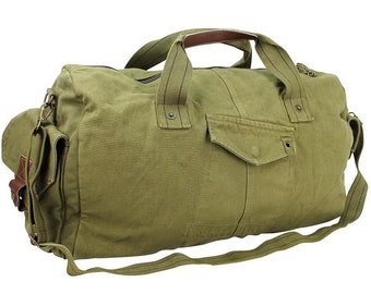 Vagarant Traveler 20" Classic Large Canvas Travel Duffel Bag C71 with Free Customize Engrave Letters or Initials Service Free Engrave