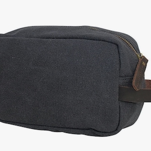 Bolsa grande de viagem de lona de algodão de 9" para artigos de higiene pessoal, masculina, de lona e couro, kit de higiene pessoal, kit de barbear para viagem CT03