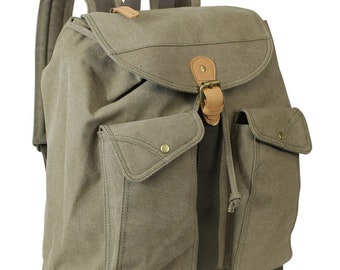 Vagarant Traveler 16" Classic Style Sport Canvas Backpack Canvas Tote Bag Canvas School Bag Canvas Travel BAG C06 with Free Engrave