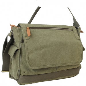 15.5 Large Roomy Casual Style Canvas Laptop Messenger Bag  C31L -Book Bag Crossbody Bag Laptop Bag Computer Bag Canvas Bag Engrave Service