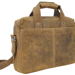 Clearance Vagarant Traveler 15"  Cowhide Full Grain Leather Messenger Leather Men Bag Leather Women Bag L29 - Engrave - fit 14 in Laptop