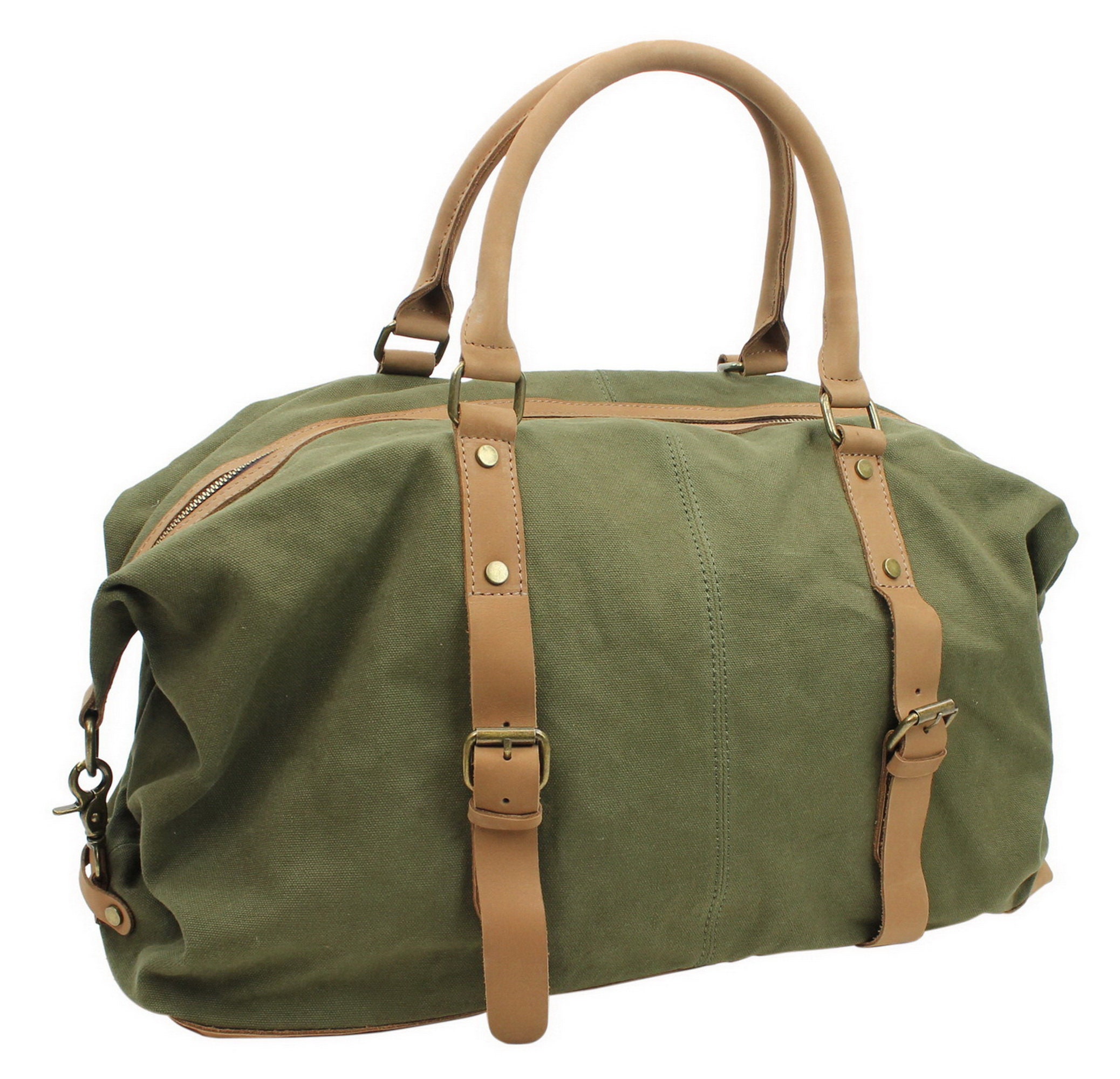 Medium Antique Style Canvas Duffle Bag Overnight Travel C75 -GYM Bag Engrave Service